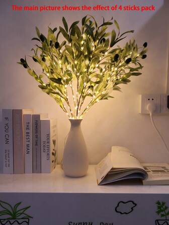 2 件/1 件仿真 LED 橄榄树夜灯，橄榄树家居婚礼生日桌面装饰灯，客厅、厨房、卧室家居装饰，人造植物装饰灯