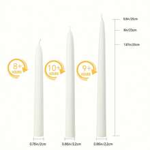 8/9/10 Inch White Beeswax Candles, Non-Drip Natural Beeswax Pillar Wax, Long-Lasting Burning For 8-10 Hours Per Candle, Suitable For Family Use With No Fragrance And Smoke-Free Candle Holders, Ideal For Dining Tables, Relaxation, And Festive Occasions. - trắng - Xem 3