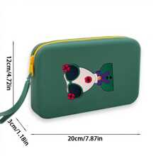 Beautiful Girl Print Silicone Cosmetic Bag, Makeup Brush Clutch Bag, Portable Waterproof Card/Passport Holder, New Style Tote Coin Purse,For Holiday Beach, Bathroom Collection, Bedroom Collection, Large Capacity
