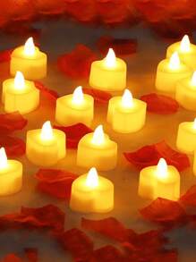 6/12/24 Stücke herzförmige warmfarbige flammlose LED Kerzen, 4,3 cm Nachtlicht dekorative Stimmungsbeleuchtung, kreatives Hochzeit Geburtstag Hochzeitskerzen Venue Dekoration Requisite Elektronische Kerze, Liebesgeschenk Valentinstag Dekoration