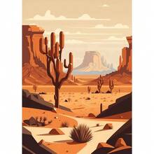 1pc/3PCS Wall Art Posters Plant Vintage Mexican Cactus Poster, Floral, Moon Aesthetic, Canvas, Colorful Artwork, Wall Art Painting, Room Home Decoration Frameless/Framed Canvas Art - Multicolor - View 16