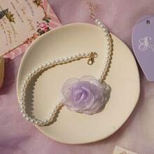 1件装 时尚优雅花朵珍珠项链（女士款） - 粉色 - 查看 9