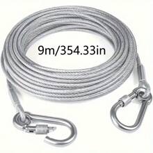1 pièce Corde à linge en acier inoxydable de 196 pouces (environ 5 mètres) avec revêtement PVC imperméable. Idéale pour le linge d'intérieur/extérieur, le camping, la salle de bain et la chambre étudiante. Avec boucle antidérapante et crochet coulissant lisse. Accessoires de lessive, cintres