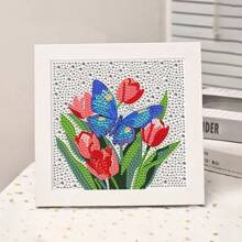 Blumen und Schmetterlinge Diamantmalerei-Set für Erwachsene & Anfänger - 15x15cm 5D Voll-Bohrstellen Wandkunst, Diamant-Art DIY Bastelbedarf mit Diamant-Art Zubehör (Kunst und Handwerk, DIY Wandkunst, Bastelset, Basteln für Erwachsene)