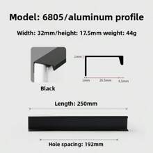 1pc Modern Simple Aluminum Alloy Hidden Furniture Cabinet Door Handle Side Installation Without Drilling Installation Wardrobe Cabinet Drawer Handle Furniture Hardware