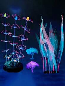 1pc Fish Tank Simulation Coral Aquarium Decoration Soft Fluorescent Silicone Corals,Luminous,Soft,Lightweight