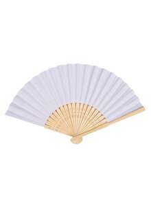 1 件简约优雅素色折扇，适合节日场合 - 白色 - 查看 9