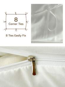 3件套100%涤纶花卉刺绣被套组（1个被套和2个枕套），现代涤纶床上用品套装，四季皆宜 - 白色 - 查看 10