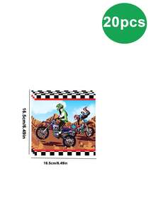 10 Buah Piring dan Serbet Pesta Bertema Sepeda Motor Off-Road, Set Peralatan Makan Pesta Bertema Sepeda Motor, Dekorasi Pesta Sepeda Motor Off-Road - MultiWarna - View 11