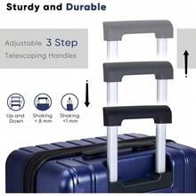 2025's Hottt-SHOWKOO Suitcase Sets 3 Hard S Expandable 100% Polycarbonate Lightweight Ultra  Carry On Travel Hand Luggage  4 Ner Wheels TSA Lock 20" 24" 28", White-2 Piece Set Deep Blue