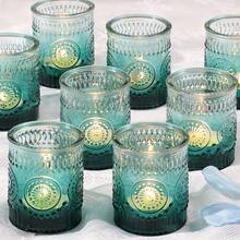 6pcs Votive Candle Holders Glass Tea Lights Candle Holder Bulk For Birthday Parties Weddings Table Decorations Candlelight Dinners - Multicolor - View 3