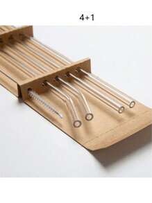 1 JUEGO Surtido de Pajitas de Vidrio Transparente, Pajitas de Vidrio Transparente Recalentables, Pajitas de Colores Creativas para Batidos, Cócteles y Bebidas - Resistentes al Calor y Saludables - Cepillo de Limpieza Incluido (Varias Combinaciones), Útiles Escolares