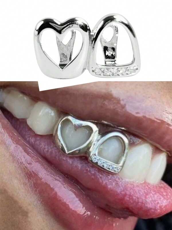 1 pieza Grillz de joyería para dientes con incrustación de cristal y diseño hueco, estilo hip hop personalizado y único para uso diario, unisex