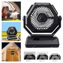 Camping Fan With LED Lantern USB Rechargeable Battery Powered Tent Fan Portable - Black - View 4