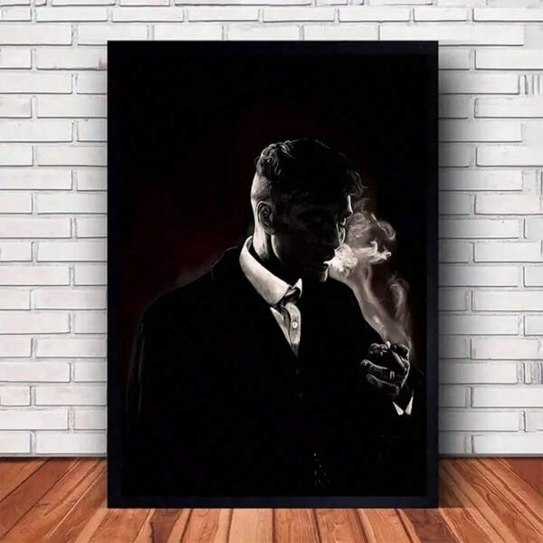 Smoking For Man Silhouette Canvas Art Print - Unframed, High-Resolution Poster From Movie Characters For Living Room & Office Decor