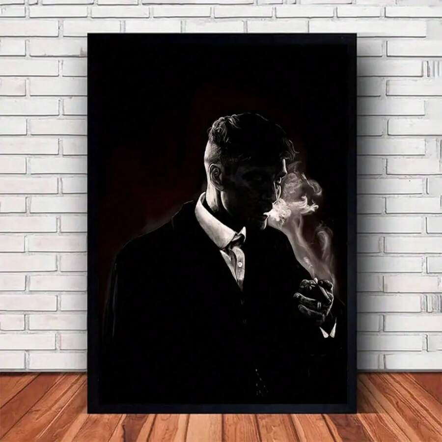 Smoking For Man Silhouette Canvas Art Print - Unframed, High-Resolution Poster From Movie Characters For Living Room & Office Decor