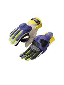 1 Pair Golovejoy Vintage Motorcycle Gloves, Outdoor Riding Thickened Anti-Scratch Durable Motorcycle Gloves, Fashion & Versatile, Unisex - Purple - View 10