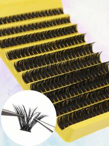 10 Rows 200 Clusters Eyelashes, 80D Mix Full Curled Eyelashes, Natural Appearance Single Length DIY False Eyelashes Extensions Fluffy Volumized Individual False Eyelashes, Faux Mink Lashes, Resuable For Different Makeup Beauty, For Party, Wedding, Travel Use﻿, 10-16MM Mix Length