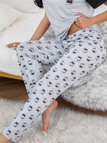 Sanrio Calça Longa Confortável e Larga com Estampa da Hello Kitty, Roupa de Estar em Casa/Calça de Pijama, Adequada para Todas as Estações, Outono