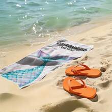 1pc Creative, Fashionable, High-Quality Beautiful Mermaid Tail Design, Customizable Name, Ultra-Soft Beach Towel, Suitable As A Gift For Loved Ones, Super Lightweight, Quick-Drying Beach Towel, Essential For Travel, Camping, Beach, Swimming Pool, Suitable For Boys And Girls. Bathroom Decor Summer Beach Essentials