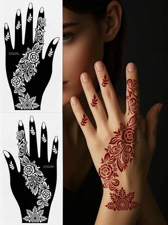 Tiebeauty 2 Sheets Reusable Lower Tattoo Stencils Temporary Tattoo Sticker Body Art Attoos Stencils Sticker Glitter Tattoo Template For Hand Body At Mehndi Designs