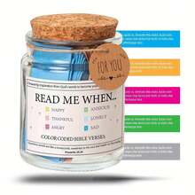 Set, The Hope Jar Bible Verses, Bible Verses In A Jar, Read Me When Bible Verses Jar, Glass Prayer Jar With 90 Coloring Scriptures, Prayer Jar Bible Jar Bible Verses For Emotions And Feelings - 白色 - 查看 6