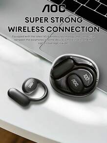 AOC Écouteurs Bluetooth AOC ACD2504, style tour d'oreille, son de haute qualité, longue durée de vie de la batterie, affichage LED de l'alimentation, faible latence pour le jeu, avec cordon, portable, convient pour les affaires, les réunions, les sports, compatible avec les smartphones et les ordinateurs
