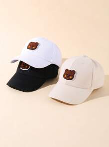 3/1 piezas Gorra de béisbol de oso bebé lindo para niñas y niños, ligera y ajustable, con protección solar, accesorios con estilo de oso para usar a diario y jugar al aire libre