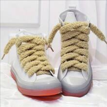 1 Pair Of Fluffy Cute INS Style Wide Lace Casual Shoe Accessory Rope For Women Shoes, Men Sneakers, Winter Shoes