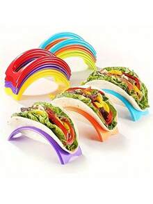 Powcan 12pcs Bright Color Corn Tortilla Holders - High Strength PP Material, Suitable For Soft & Hard Tortillas, Space Saving, Essential Kitchen Item For Restaurants, Parties And Taco Nights - Red, Yellow and Green - View 3