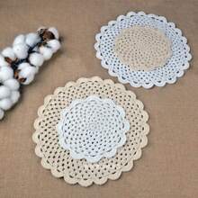 1 peça/3 peças Bases de Mesa de Crochê Feitas à Mão, Toalha de Mesa em Renda Vazada, Marcadores de Lugar em Renda Vintage, Perfeito para Decoração de Mesa em Feriados, Festas, Casamentos, Ramadã, Apanhador de Sonhos, Presente