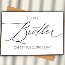 1pc Wedding Day Greeting Card For Brother - Elegant "To My Brother On My Wedding Day" Card In English With Envelope - Multicolor - View 9