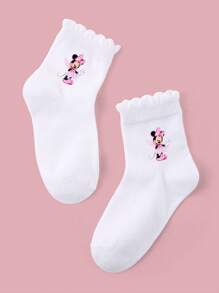 Disney 5 pares de calcetines deportivos para niños/niñas para primavera/verano, con decoración de ratón de dibujos animados, fashionables, suaves, transpirables, absorben la humedad, adecuados para estudiantes, uso diario, regalos, viajes