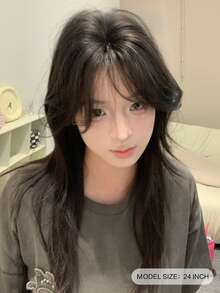 SHUDUO 1 Synthetic Heat-Resistant Black-Brown Curly Wig With Bangs, Made Of Fiber, Suitable For Everyday Use, Natural And Realistic Wig (Accessories Not Included) - Dark Brown - View 4