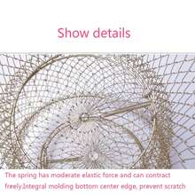 Red de pesca de malla para langosta, jaula para cangrejos y camarones, trampa plegable, red de alambre metálico plegable, cesta para peces y camarones - Dorado - Ver 5