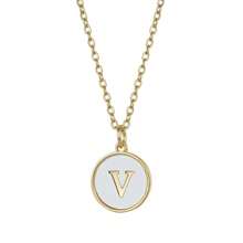 Initial Opal Letter Necklace Jewelry Gifts For Women, Gold Plated Alphabet Opal Pendant Necklace Round Disc Initial Necklace Engraved Letter Necklace With Adjustable Chain Pendant Enhancers For Women And Girls Fashion Style Jewelry
