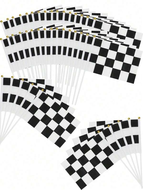 1/5/10/20/50/100pcs Black And White Checkered Racing Baton Flag, Small Mini One Racing Handheld Baton Flag, Used For Racing Decoration Products, Racing Parties, Racing Atmosphere Party Decoration