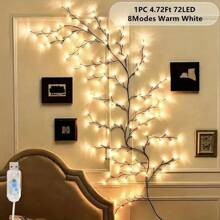 1pc Cherry Blossom Branch USB Power Supply Light, 230cm/7.54ft, LED Dress Up String Lights, Push Button Control 8 Modes, Realistic Artificial Flowers, Suitable For Spring/Summer Indoor/Outdoor Decorations, Weddings, Valentine's Day, Christmas