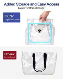 Clear Tote Bag Stadium Approved – Transparent Handbag With Pouch For Concerts And Sports - White - View 10