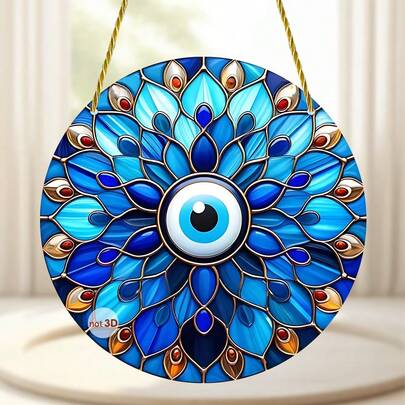 1 mảnh, 2D phẳng, Acrylic Eye Art Light Catcher, thích hợp để treo mặt dây chuyền ở hiên nhà, vườn, phòng ngủ, biểu tượng của sự may mắn, quà tặng cho bạn bè và gia đình, trang trí ngày lễ
