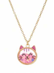 1 Stück süße glitzernde Ketten-Halskette mit Cartoon Katzen-Motiv, Geschenk für Freunde