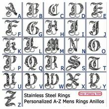 1 件男士 A-Z 首字母方形戒指，26 件哥特式银字母戒指，送给男朋友、丈夫、父亲、生日的礼物，不锈钢首饰适合男士日常佩戴 - 銀色 - 查看 6