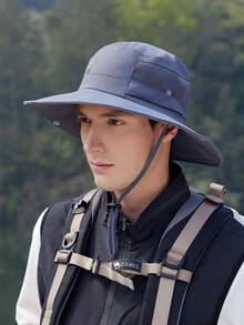 男士户外钓鱼纯色速干透气防紫外线渔夫帽，可翻转西部牛仔风格遮阳帽