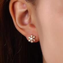 TUANZISP 22pcs Set Women's Gold Plated Copper Stud Earrings With Zirconia, Butterfly, Heart, Star, Crown, Snowflake, Geometric Designs, Versatile Fashion Jewelry, Elegant Vintage Luxury Gift For Women