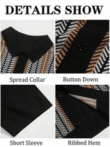 Runcati Mens Knit Polo Shirts Vintage Casual Short Sleeve Shirt Golf Button Down Old Money Sweater - 黑色 - 查看 5
