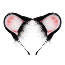 Cute Furry Cat Ear Headband, Playful Bicolor Plush Animal Ear Hair Hoop Decoration