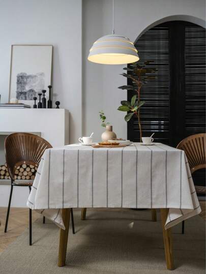 Mantel decorativo simple con rayas negras, mantel rectangular para decoración de cocina y comedor, cubierta para mesa de café/TV, tela para decoración de mesa para fiestas en el hogar, manta para picnic al aire libre