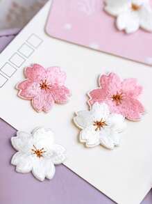 10 piezas de Parches bordados de flor de cerezo pequeños para planchar en aplicaciones de decoración en faldas, bolsas, reparación de agujeros, decoración para chaquetas, mochilas, camisetas