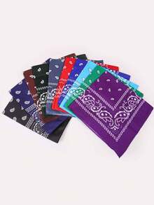 10/6pcs Polyester Cashew Flower Bandana, Unisex Hiphop Outdoor Cycling Headwrap Scarf, 52*52CM Large Handkerchief