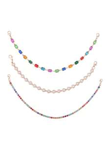 1pc Bling Crystal & Pearl PU Rope Metal Chain Hat Strap Charm, Fashionable Versatile Hat Accessories